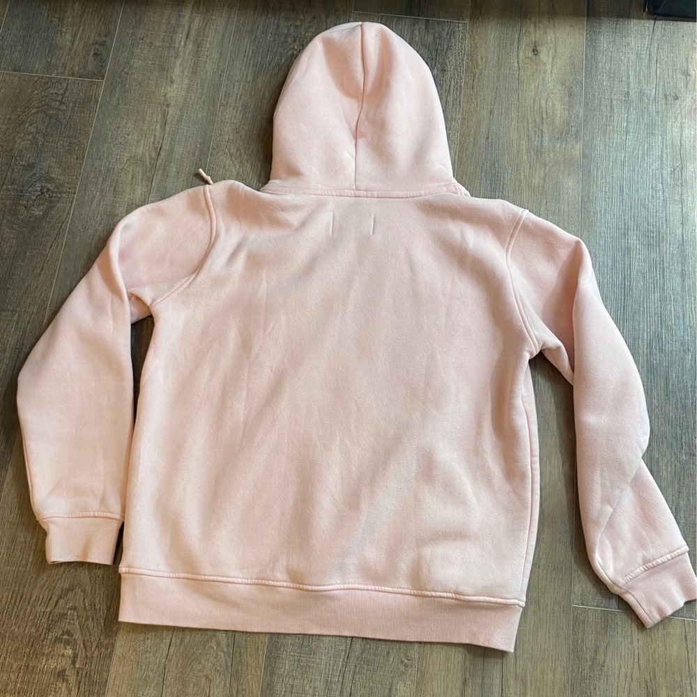 UGG Ericka Relaxed Hoodie Pink Faux Fur Logo Fleece Sweatshirt Womens Large - Picture 2 of 6